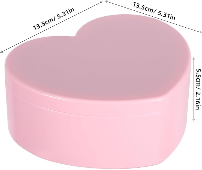 Operitacx Heart Shape Jewelry Box Double-layer Earrings Organizer with Makeup Mirror Pink Jewelry Storage Holder for Desktop Decorative Ring Case