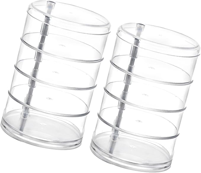 Healeved 2pcs Transparent Four-layer Circular Rotating Jewelry Storage Box Plastic Organizer for Cosmetics Beads and Items Desktop Display Container