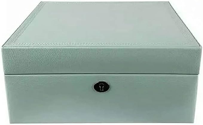 Jewelry Boxes For Women,Travel Jewelry Box for Women, 2 Layer Jewelry Organizer with Makeup mirror, Leather Jewelry Storage for Earrings Rings Bracelets Necklaces Watches, Green Jewelry Boxes