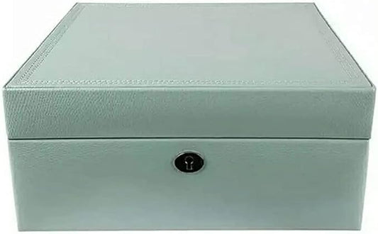 Jewelry Boxes For Women,Travel Jewelry Box for Women, 2 Layer Jewelry Organizer with Makeup mirror, Leather Jewelry Storage for Earrings Rings Bracelets Necklaces Watches, Green Jewelry Boxes
