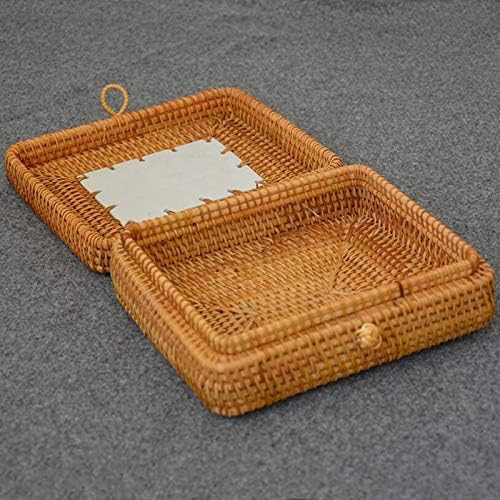Rattan Woven Storage Box with Lid Handmade Jewelry Boxes Makeup Organizer Wooden for Sundries Tea Case Containers Gift