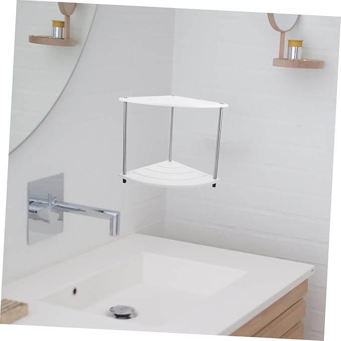 SOLUSTRE Multi Tier Corner Bathroom Storage Shelf Diatom Ooze Countertop Organizer for Makeup Sturdy Corner Shelf Easy Installation Design