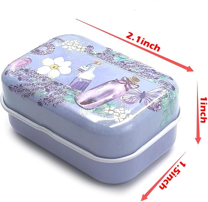 8Pcs Metal Hinged Tin Box Container Floral Farmhouse Rustic Mini Portable Small Storage Container Kit with Lid for Home Storage 2.1x1.5x1 Inch (White)