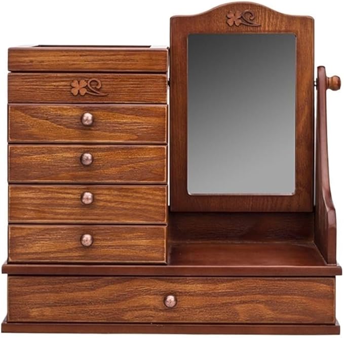 Wooden Makeup & Jewelry Storage Box with Magnet Buckle, Handmade Compact Organizer, Smooth Soft Interior for Makeup and Jewelry – Portable & Elegant Desktop Storage Box