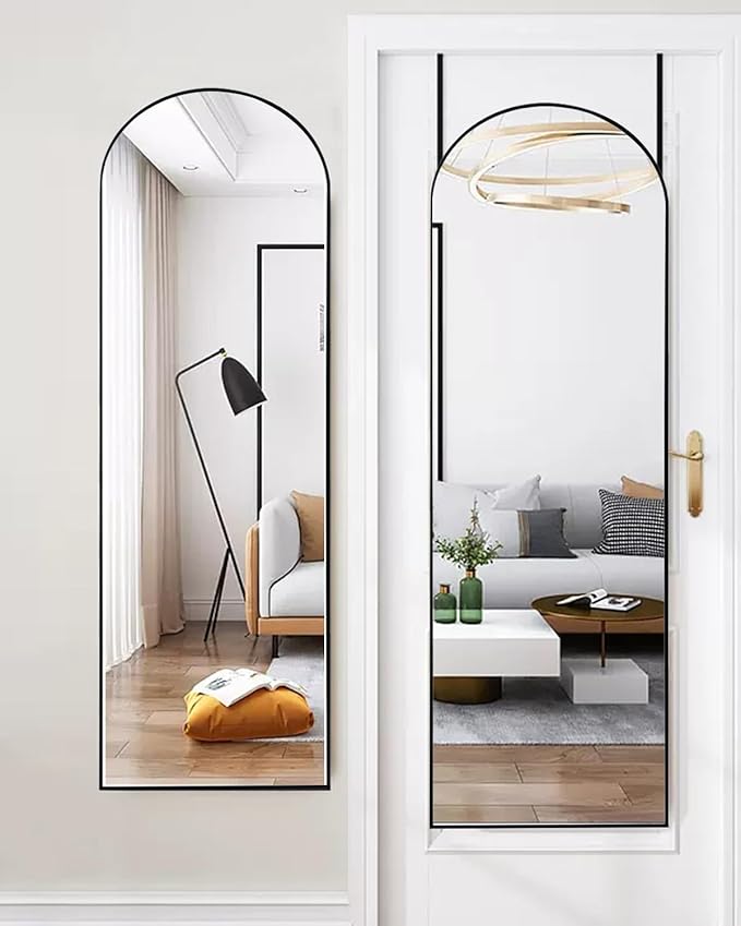 NEARBYSD Door Arch Mirror - Over The Door 48x14 Full Length Mirror For Bedroom, Living Room or Closet - Black