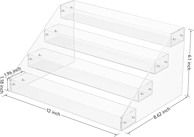 Acrylic Perfume Stand Organizer, 12 Inch 4 Tier Display Stand, Skincare and Makeup Organizer for Vanity, Cologne Stand for Dresser