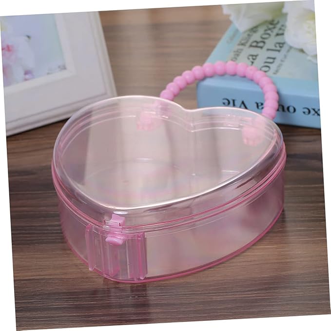 WOONEKY Sink Splash Guard 1pc Ornament Storage Toy Organizer Bins Jewelry Case Heart Shape Storage Case Makeup Suitcase Accessories Pink Heart-Shaped Bow Brooch