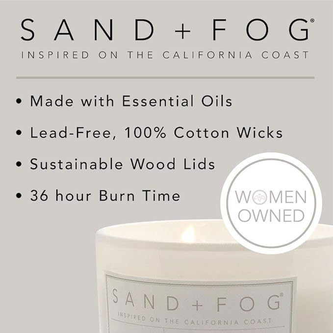Sand + Fog Scented Candle - Limoncello – Additional Scents and Sizes – 100% Cotton Lead-Free Wick - Luxury Air Freshening Jar Candles - Perfect Home Decor – 12oz