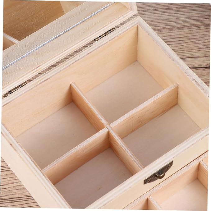 Beaupretty DIY Children's Double Mirror Jewelry Box Lightweight Clay Makeup Organizer Handmade Wooden Jewelry Box for Boys and Girls Colorful Design Storage for Trinkets and Accessories