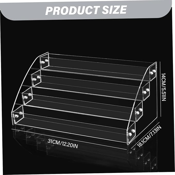 Acrylic Risers Display Stands, 12 Inch 4 Tier Clear Acrylic Shelves, Perfume Stand Organizer for Figurine Display, Makeup, Toys, Cupcake.