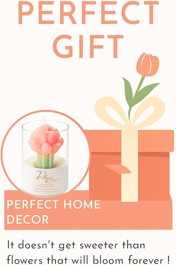 Orange Flower Shape Soy Wax Scented Candles 100% Natural Soy Wax | Relaxing Aromatherapy Candle | Housewarming Gift for Women & Men | Decoration Table Candles | Warm & Decorative Candles
