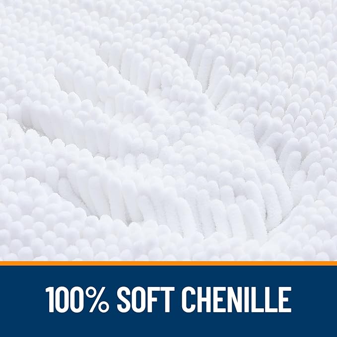 OLANLY Bathroom Runner Rugs 70x24, Extra Soft Absorbent Chenille Bath Rugs, Rubber Backing Quick Dry, Machine Washable Long Bath Mats for Bathroom Floor, Tub and Shower, Home Decor Accessories, White