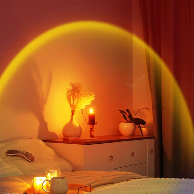 XEBKOR Sunset Lamp Projector,360 Degree Rotation Sun Lamp Led Night Light with USB Port,Sunset Lamp for Room Decor, Photography,Tiktok Live,Christmas Gifts for Women