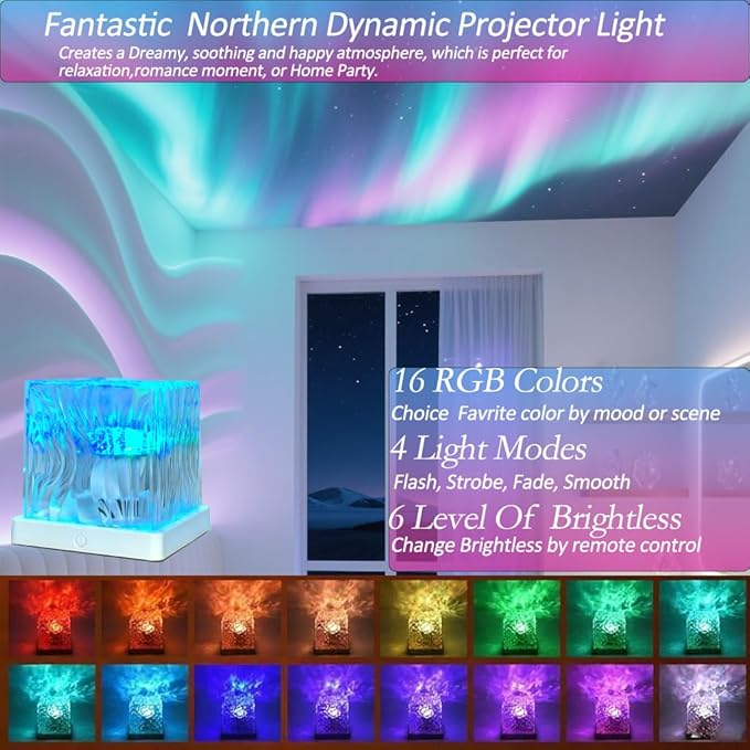 Northern Galaxy Projector with 16-Color Galaxy Sensor Light Strip and Remote Control—The Perfect Choice for Bedrooms/Kids' Rooms | Artistic Decor,Ideal for Teens,Boys,and Girls