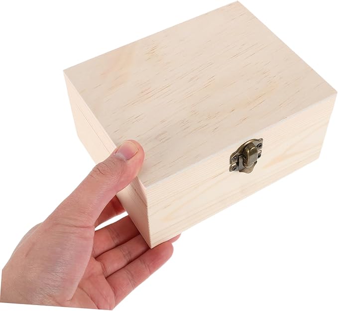 NUOBESTY Wooden Decorative Box Vintage Pine Jewelry Storage Case Mirror Makeup Organizer