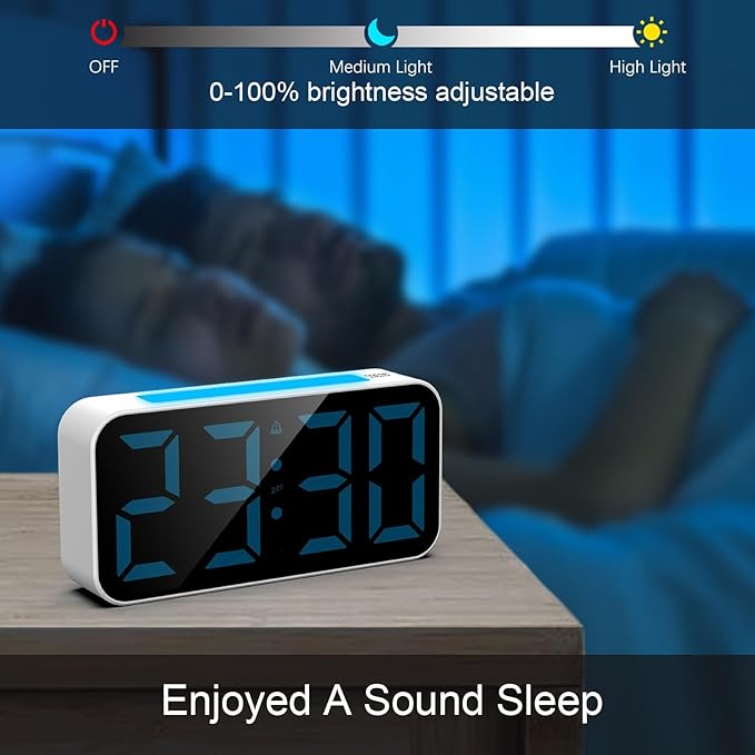 Topski Loud Alarm Clocks for Bedrooms Heavy Sleepers, Digital Clock with Night Light, Large Display, Dual Alarm, Snooze, Dimmable Bedside Alarm Clock for Kids Teens Boys Girls
