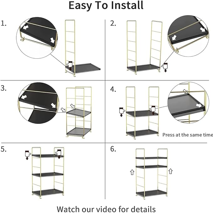 Freestanding Organizer Shelf, 3-Tier Bathroom Countertop Organizer, Makeup Organizer -Corner Storage Shelf, Kitchen Spice Rack,Standing Shelf for Bathroom, Bedroom, Kitchen (Black)