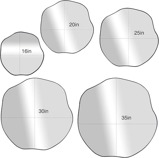 POZINO Irregular Mirror, 30" Large Asymmetrical Wall Mirrors, Scalloped Rounded Mirror, Modern Frameless Abstract Mirrors for Living Room Bedroom Bathroom Entryway Hallway Fireplace
