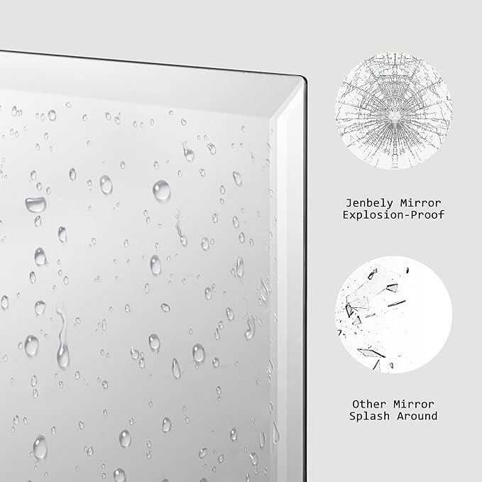 16x24 Inch Rectangle Frameless Mirror, Beveled Bathroom Mirror, Frameless Wall Mirror with 1" Beveled Edge for Bathroom Vanity, Entryway, Living Room