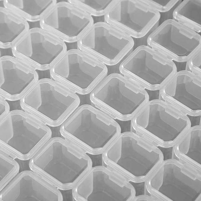 Grid Organizer Box, 56 Slots Plastic Nail Art Accessory Decorations Jewelry Storage Organizer Box