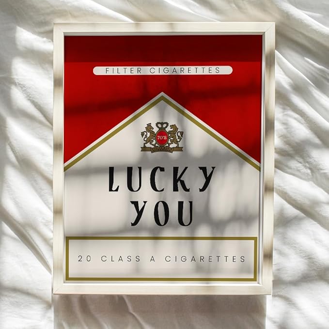 Cute Aesthetic Trendy wall decor - Lucky You Gallery Wall Art & Decor - 70s Retro Vintage Minimalist Modern art - Funky Decor - Maximalist Eclectic Home Decor - Preppy Positive Quotes Posters 8x10