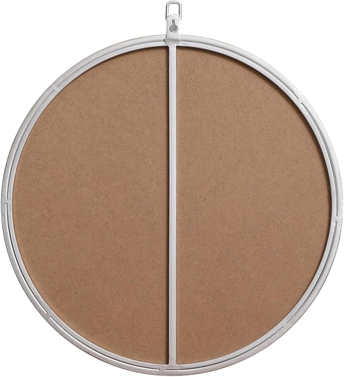 Brilliance, Metal Frame Round Mirror with Decorative Hook 18 Inch in Silver, Midcentury Modern, Silver