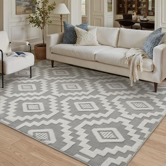 PureCozy Super Soft Shag Rug 4x6 for Living Room Modern Gray Washable Small Area Rugs High Pile Non-Shedding Throw Rugs Non Slip Indoor Office Carpet for Playroom Bedroom Home Aesthetic Decor