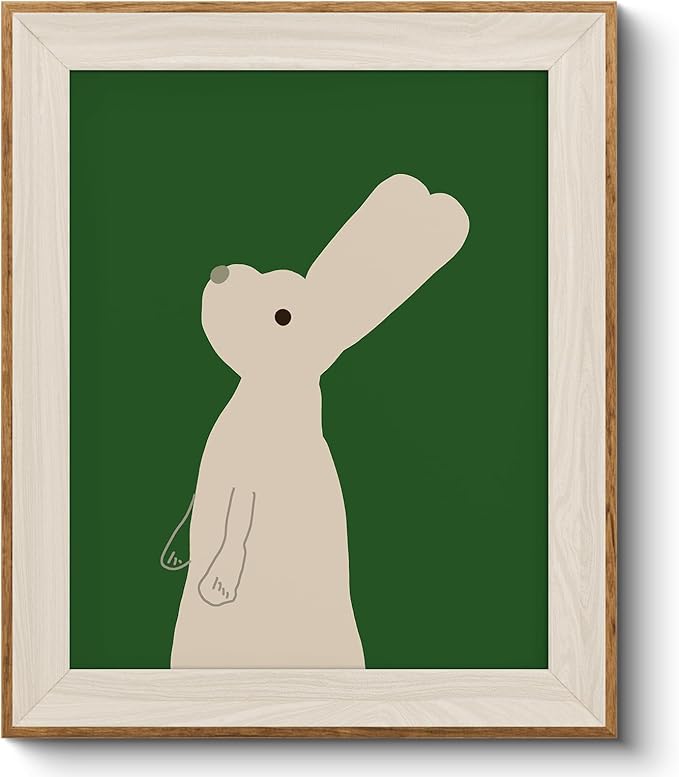 VIYYIEA Framed Wall Art for Living Room, Rabbit Canvas Prints, Easter Home Decor, Cartoon Painting Picture, Bathroom Wall Decor Gifts for Friends or Family - 12L x 10W