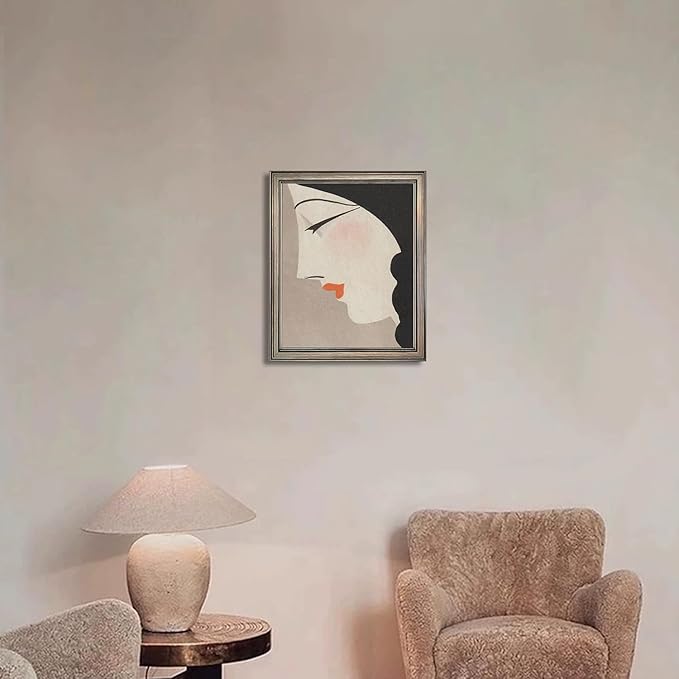 Framed Vintage Japanese Wall Decor Woman Portrait Oil Painting Asian Wall Art Home Decor Girl Room Decor