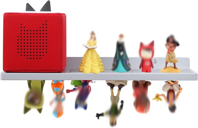 PHOENANCEE for Tonies Shelf Magnetic,for Toniebox Figures Storage Display Shelf (30-36 Character),Wall Floating Shelves Wooden,Compatible Charging Station for Children Kid's Room,Oak,Gray White