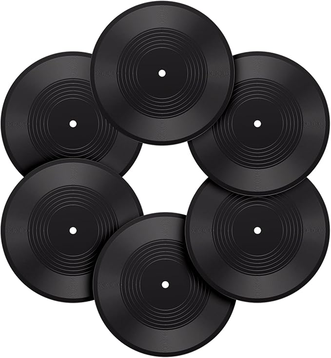 Facmogu 6PCS 12 Inch Blank Vinyl Records, Fake Record Vintage Decoration, Faux Blank Vinyl Records for Wall Aesthetic, Retro Record for Music Party Home Studio Room Display Decor DIY Project
