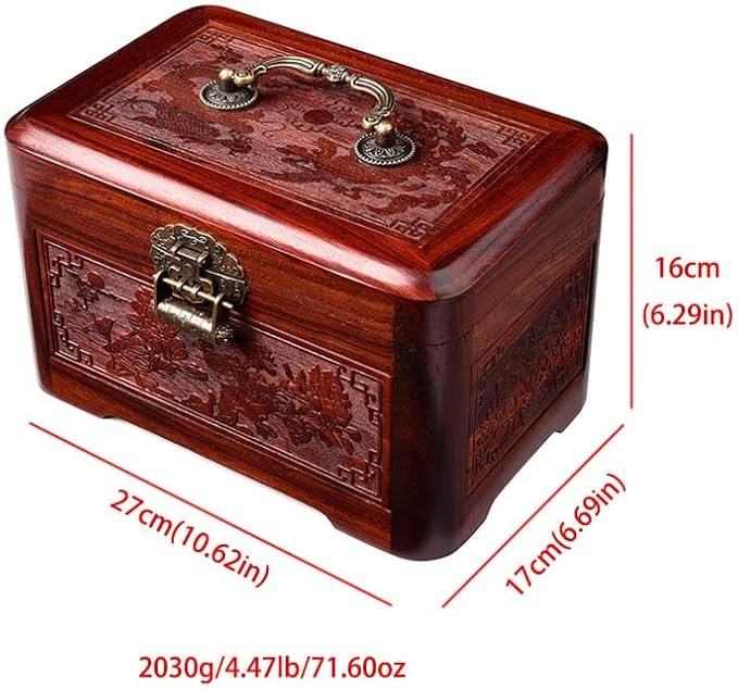 Makeup Organizers Mahogany Jewelry Box Chinese Retro Storage Box Ring Earring Necklace Bracelet Watch Small Jewelry Storage Box Jewelry Box 10.62 inches Jewelry Case