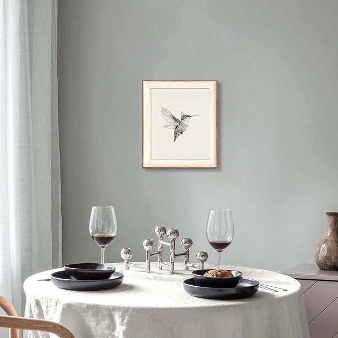 ASTRDECOR Hummingbird Wall Art Prints – Vintage Black and White Bird Sketch Painting Picture, Rustic Neutral Decor Canvas Wall Decor for Nursery, Bedroom, Living Room – Framed 10''x12''