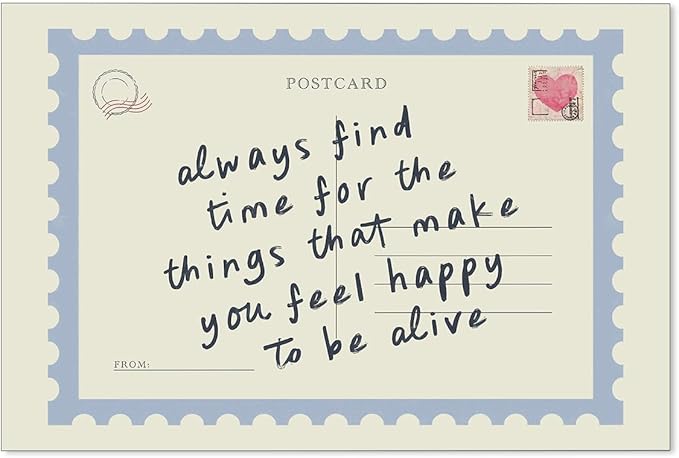 WIUHIO Positive Affirmations Quotes Wall Art Blue Preppy Postcard Poster Always Find Time Horizontal Canvas Prints Retro Happy Home Wall Decor 24X36 inch Unframed