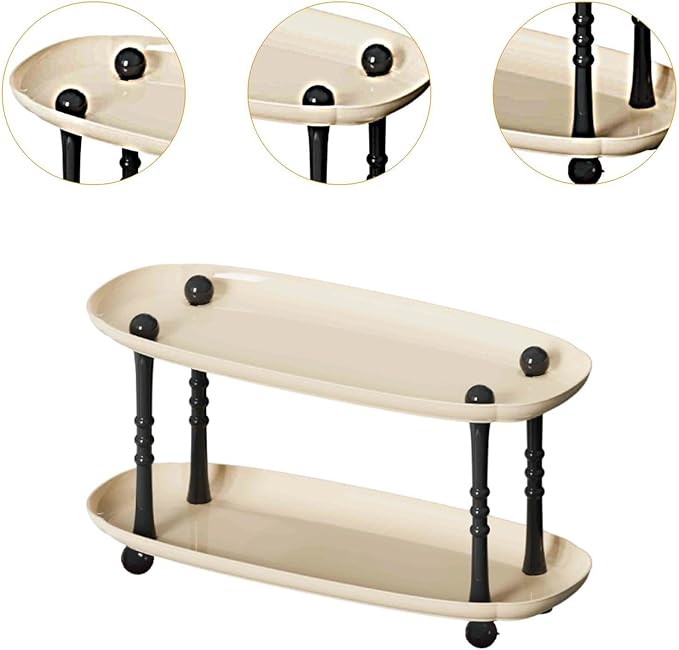 Desktop Organizer Countertop Storage Rack Vanity Tray Makeup Organizer for Countertop Red(Beige)
