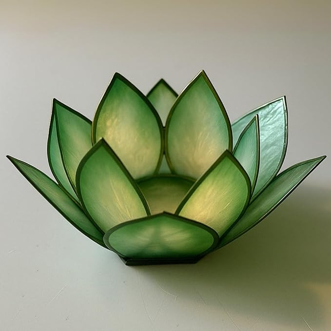 Om Gallery Capiz Shell Lotus Flower Decor Tealight Candle Holder for Serene Ambiance -Decorative Natural Shell Mini Candle Holders for Meditation, and Relaxation, Rain Forest