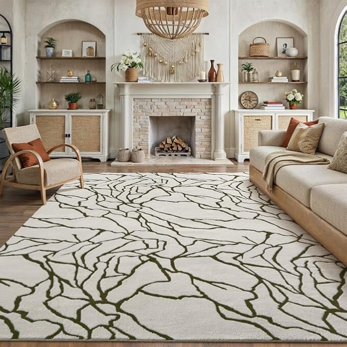 PureCozy Super Soft Shag Rug 6x9 for Living Room Modern White Washable Large Area Rugs High Pile Non-Shedding Throw Rugs Non Slip Indoor Office Carpet for Playroom Bedroom Home Aesthetic Decor