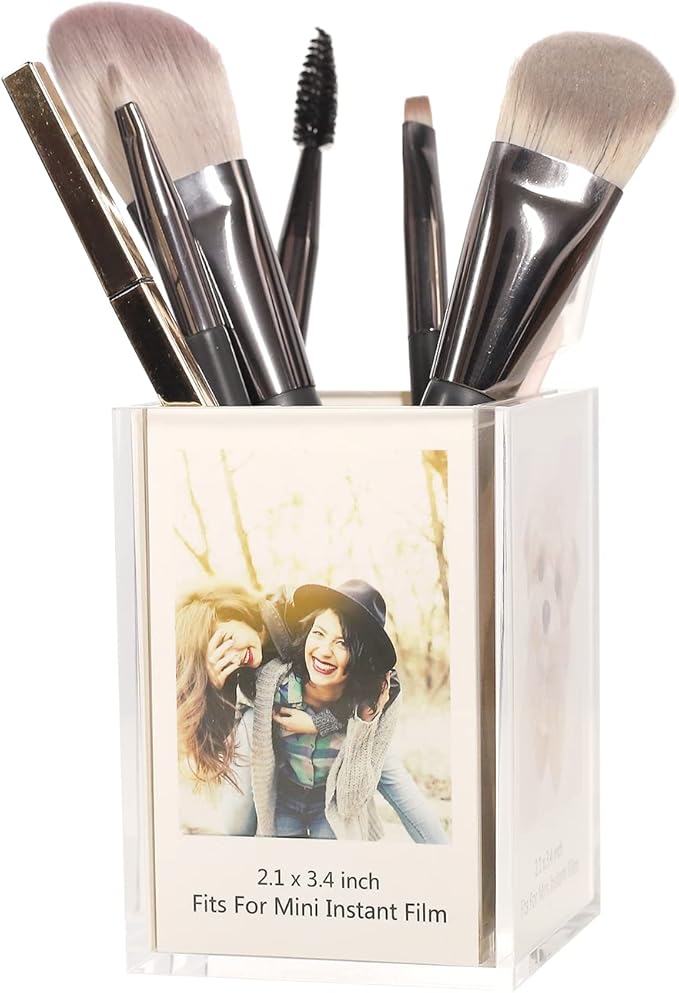 Polaroid Frame for Photos,Instax Mini Frame 2x3 4-Side Desk Photo Frame and Holder for Fujifilm Instax Mini Film,Vase,Makeup Desk Organizer (2 Pack)