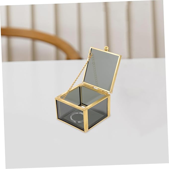 PRETYZOOM 1pc Glass Jewelry Box for Girls Decorative Candy Boxes Makeup Organizer Trinket Storage Case
