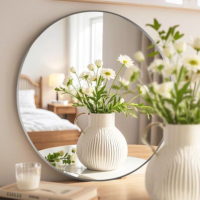 12PCS Round Mirror Plates for Centerpieces, Mirror Trays 12inch Flat Circle Mirrors for Tables Mirror Centerpieces, Circle Mirror Candle Plates for Table Centerpieces Wedding Party Centerpieces
