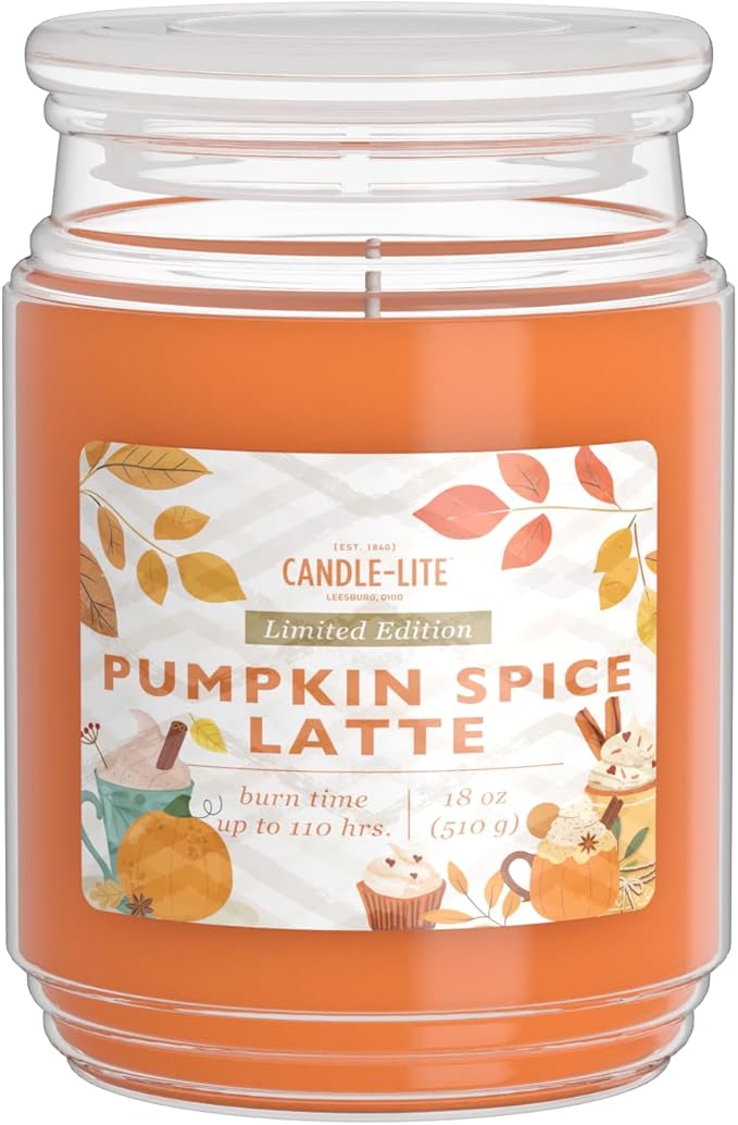 Candle-lite Halloween Scented Candles, Pumpkin Accord with Buttercream, 18 oz Jar, 110 Hour Burn, Fall Scented Candle for Home Decor, Single-Wick, Proudly Poured in USA, Halloween Candle Decoration