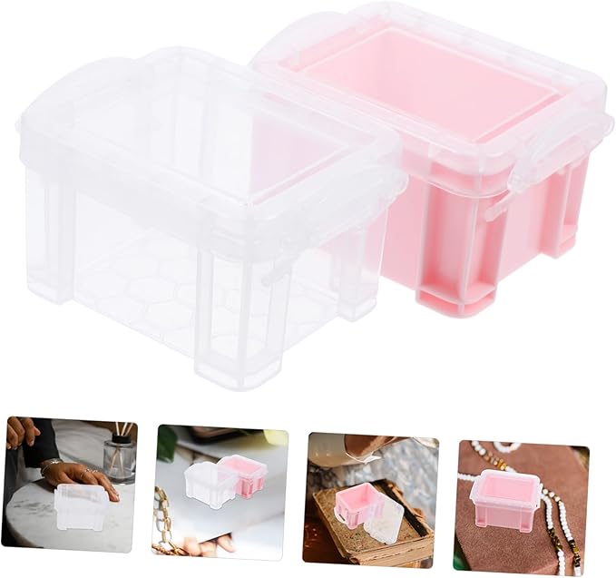 6pcs Pp Material Storage Box Small Jewelry Containers Lids Desktop Makeup Organizer Bead Button Case