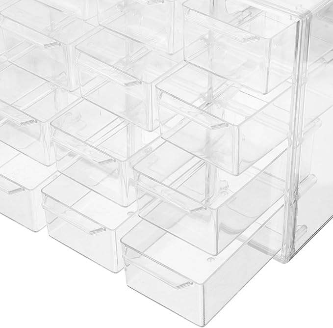Clear Jewelry Storage Box Earring Holder With Drawers - 16 Grids Jewelry Makeup Organizer Clear Ring Display Case For Beads Nail Tips Necklace Stationery 9.43x6.09x3.85
