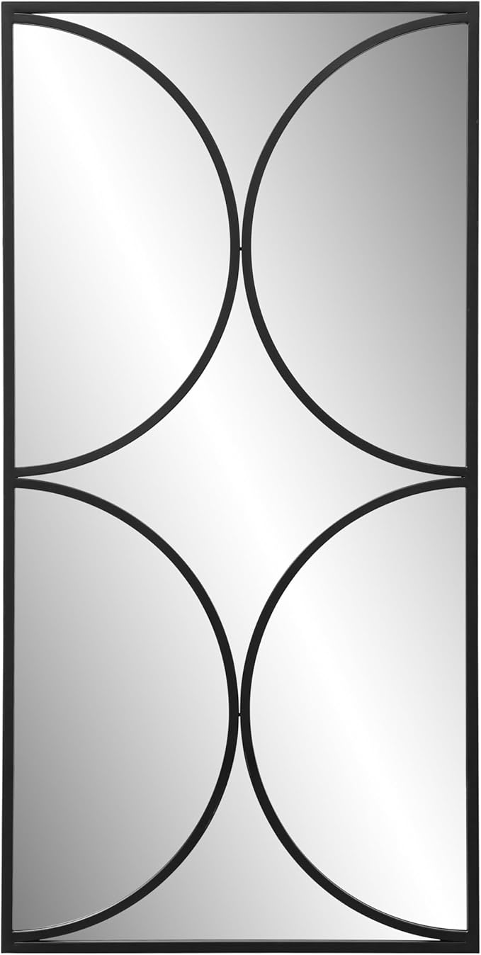 SHYFOY Black Metal Frame Wall Mirror, 47 x 24 Horizontal Rectangle Wall Mirror, Modern Geometric Accent Mirror for Living Room and Entryway
