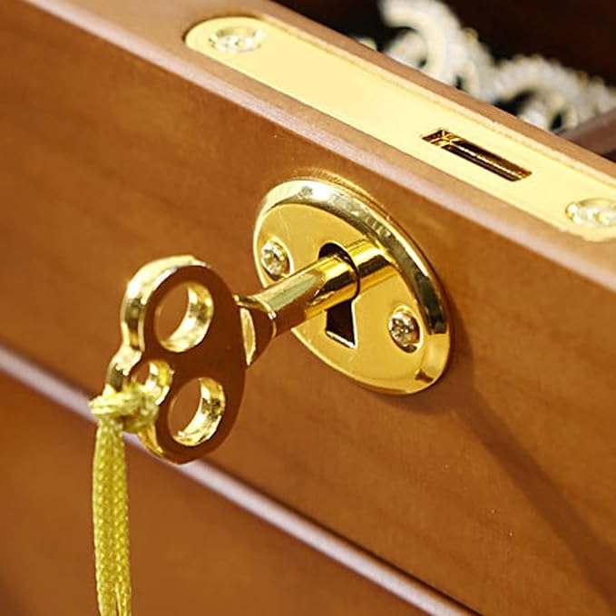 VSULZVNU Makeup Organizers Womens Jewelry Boxes Organizer Vintage Jewelry Case with Lock and Large Wooden Jewelry Organizer for Necklaces Earrings Watches Jewelry Case (Size : Small)