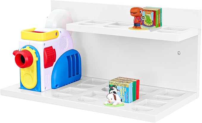 PHOENANCEE Floating Shelves for Little Tikes Story Dream Machine,Wall Shelf for Little Tikes Projector Books Audio Play Character Storage Tray Organizer for Toddlers and Kids Girls Boys,Pine(White)