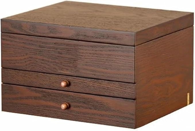 Ring Box Jewelry Storage Box Makeup Organizer Solid Wood Necklace Storage Rack Large Capacity Jewelry Box with Mirror Gift Ring Boxes for Jewellery Box