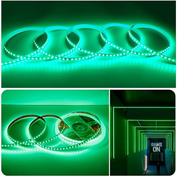 110V LED Strip Lights 120leds/m Flexible LED Tape, No Power Supply Needed (Green, 16.4FT)