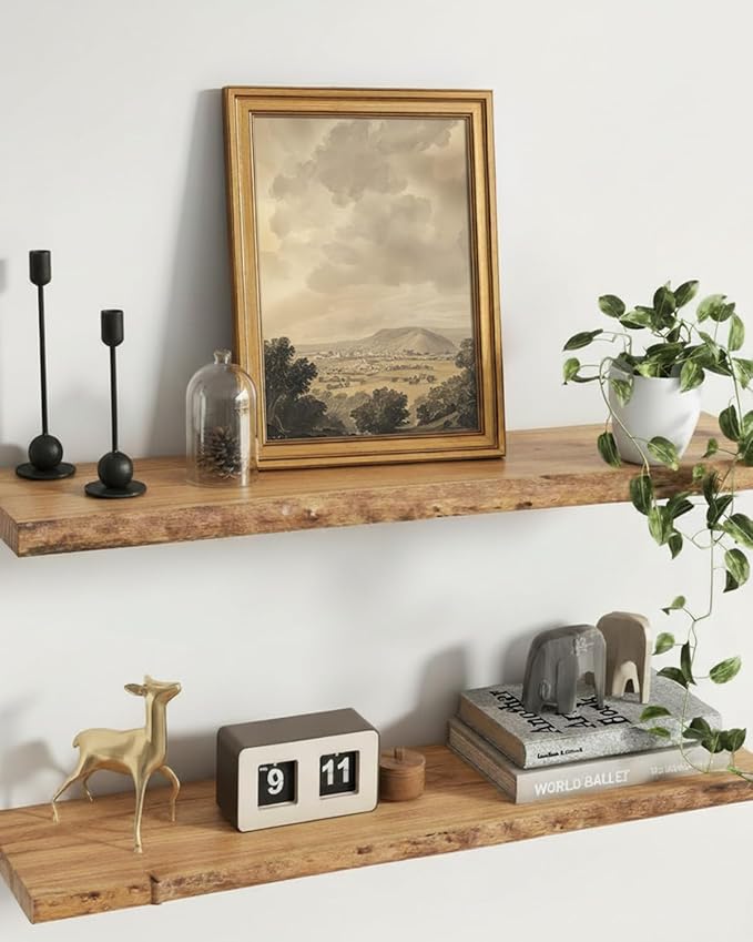 HUARCEY Framed Canvas Wall Art Vintage Decor, Mountain Clouds Picture Decor, Rustic Vintage Neutral Canvas Paintings Retro Table Desk Pictures for Bedroom Living Room, 12x16Inch
