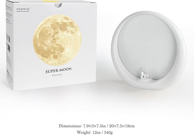 mamre Super Moon Night Light - Dimmable Table Lamp for Home Decor Unique Couple's Gift for Anniversaries, Weddings, Valentine's Day, and Christmas